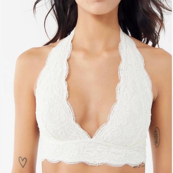 Urban Outfitters Other - URBAN OUTFITTERS Out From Under Cream White Lace Halter Bralette Medium